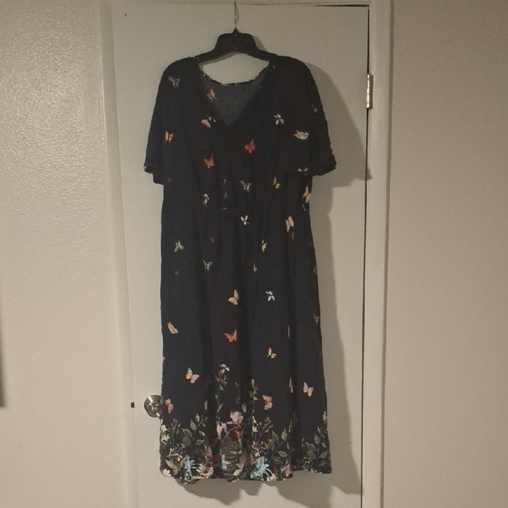 BloomChic Navy Butterfly Print Midi Dress
